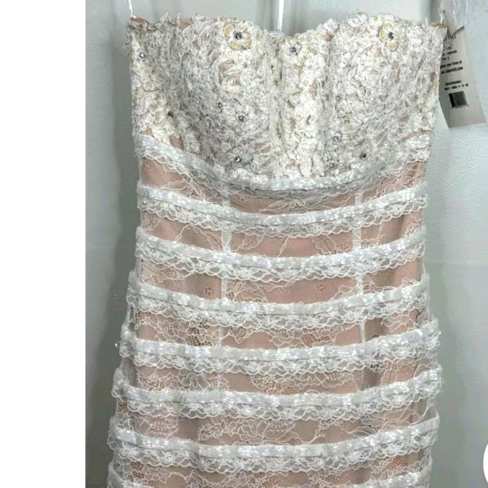 Sherri Hill Light Pink Strapless Ruched Gown - Picture 3 of 6